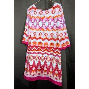 Eliza J Print Jersey Shift Dress Multi Print SZ 10P Aztec